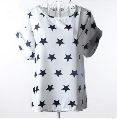Printed Chiffon Shirt with Star Design T-Shirt