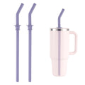 2pcs Press in Replacement Straws for Hydro Flask 40/32/28/20oz Travel Tumbler Silicone Reusable Drinking Straws BPA Free for Hydro Flask Water Bottle Accessories Parts (Purple)