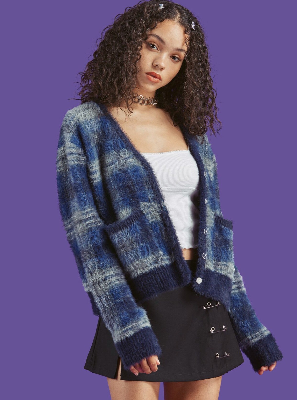 Plaid Sweater Cardigan Jacket