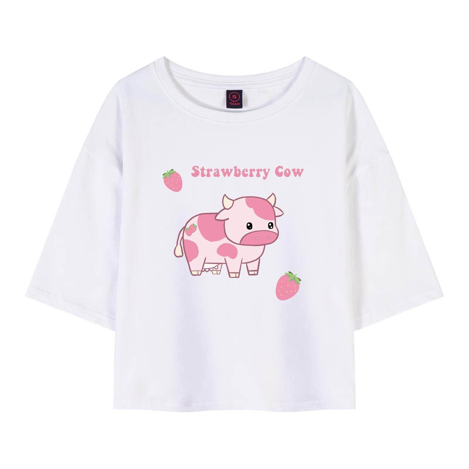 Strawberry Cow Cropped Tee - KEEVICI