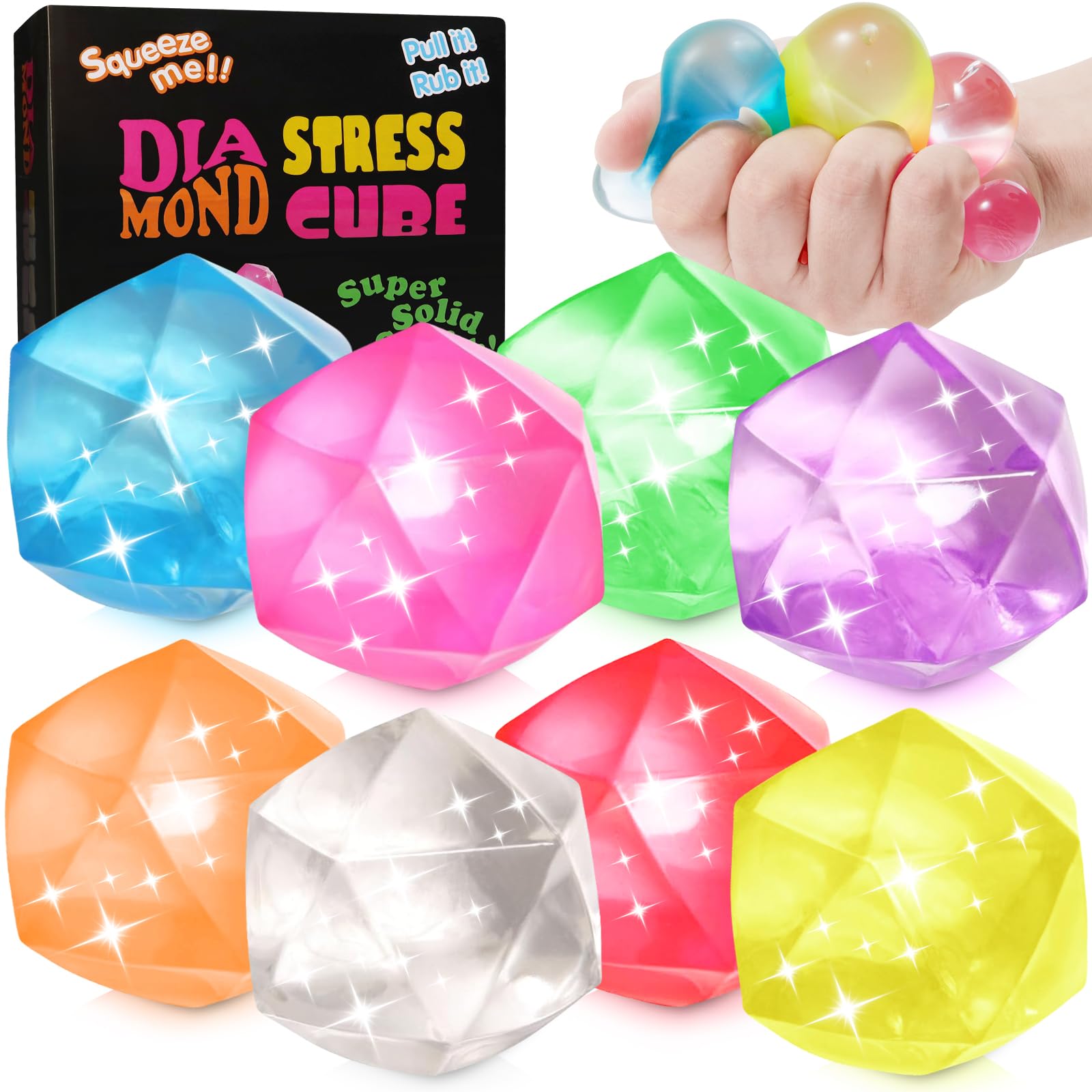 Calm Cube 8-Pack: Squishy Ice Stress Balls for Relief