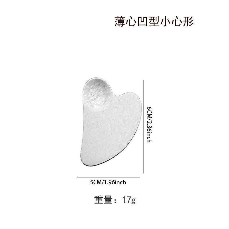 Stainless Steel Heart Gua Sha Scraping Plate – Face & Body Massage Tool