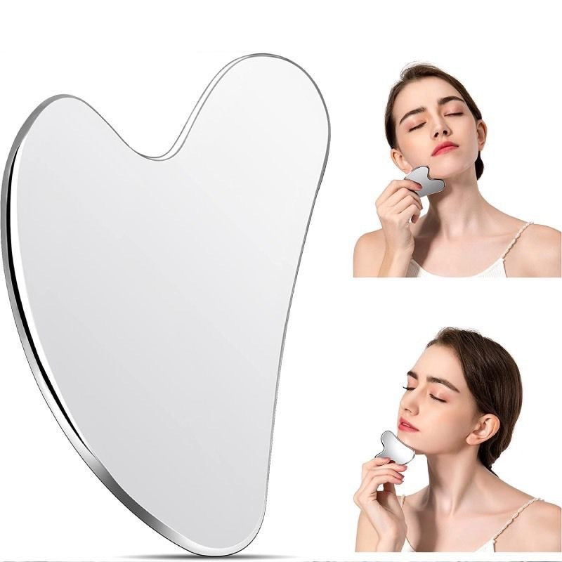 Stainless Steel Heart Gua Sha Scraping Plate – Face & Body Massage Tool