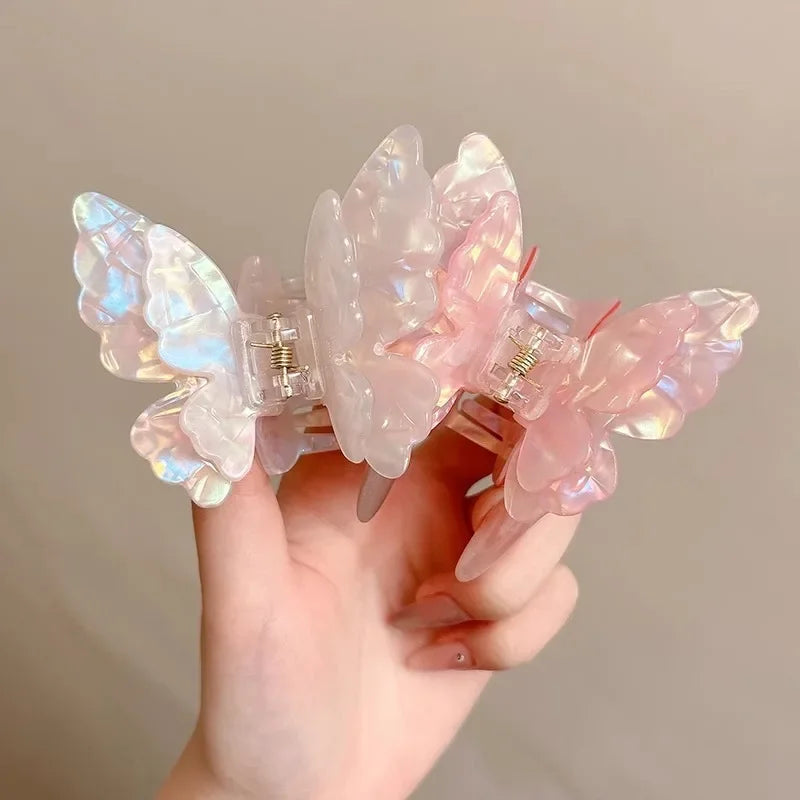 Fashion Sweet Colorful Butterfly Hair Claw Acetate Butterfly Crab Hair Clips  Women Girls Hairpin Summer Hair Accessories Gift