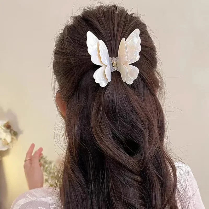 Fashion Sweet Colorful Butterfly Hair Claw Acetate Butterfly Crab Hair Clips  Women Girls Hairpin Summer Hair Accessories Gift