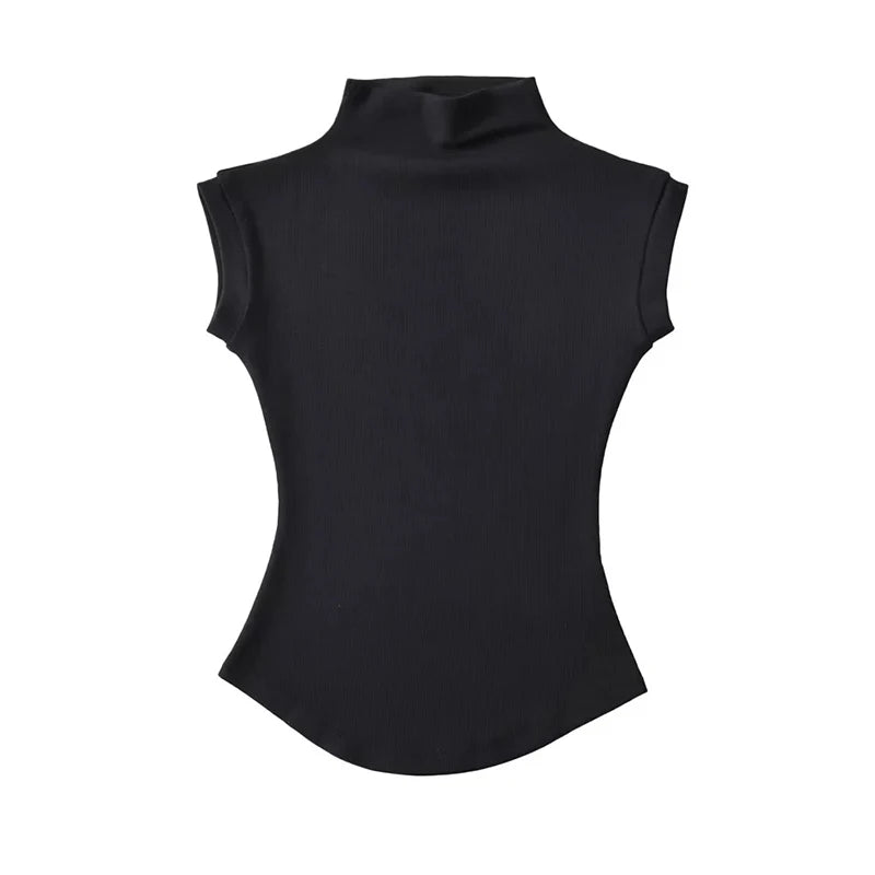 Women's Slim Turtleneck Sleeveless Top – Streetwear Basics