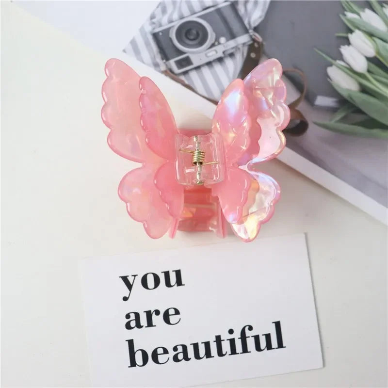 Fashion Sweet Colorful Butterfly Hair Claw Acetate Butterfly Crab Hair Clips  Women Girls Hairpin Summer Hair Accessories Gift