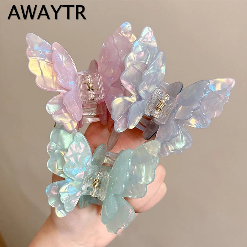 Fairy Butterfly Hair Claw Clip – Acetate Shark Clip for Women & Girls