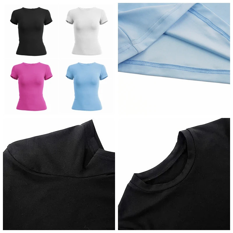 Women's Slim Fit Knit T-Shirt – O-Neck Streetwear Tee