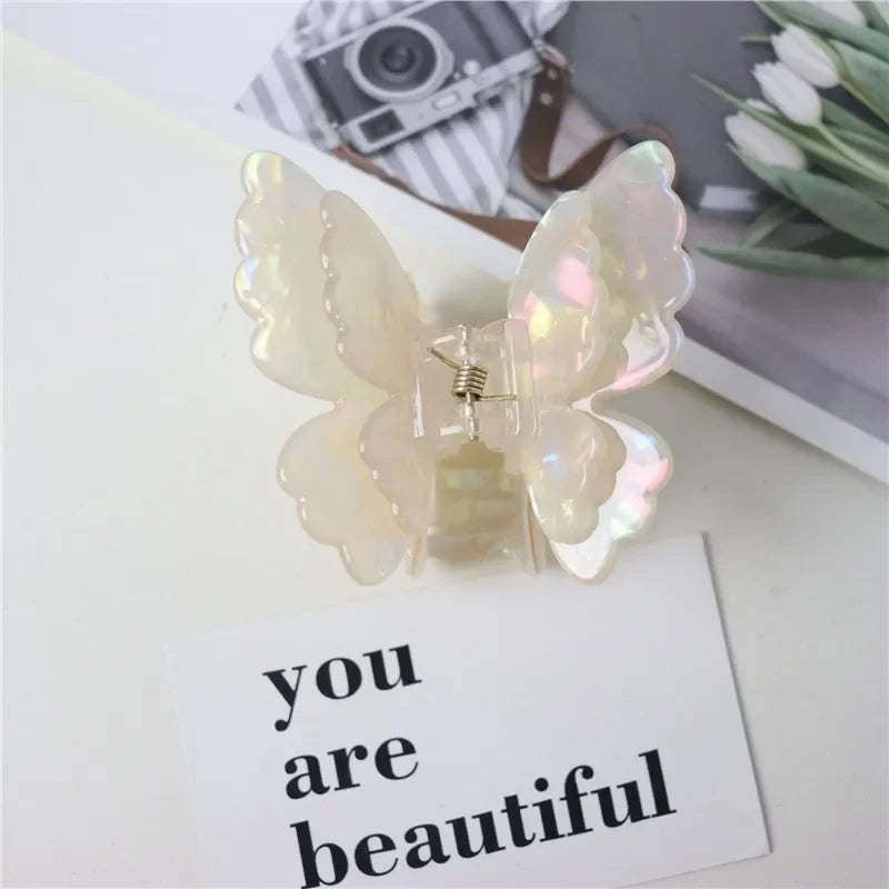 Fashion Sweet Colorful Butterfly Hair Claw Acetate Butterfly Crab Hair Clips  Women Girls Hairpin Summer Hair Accessories Gift