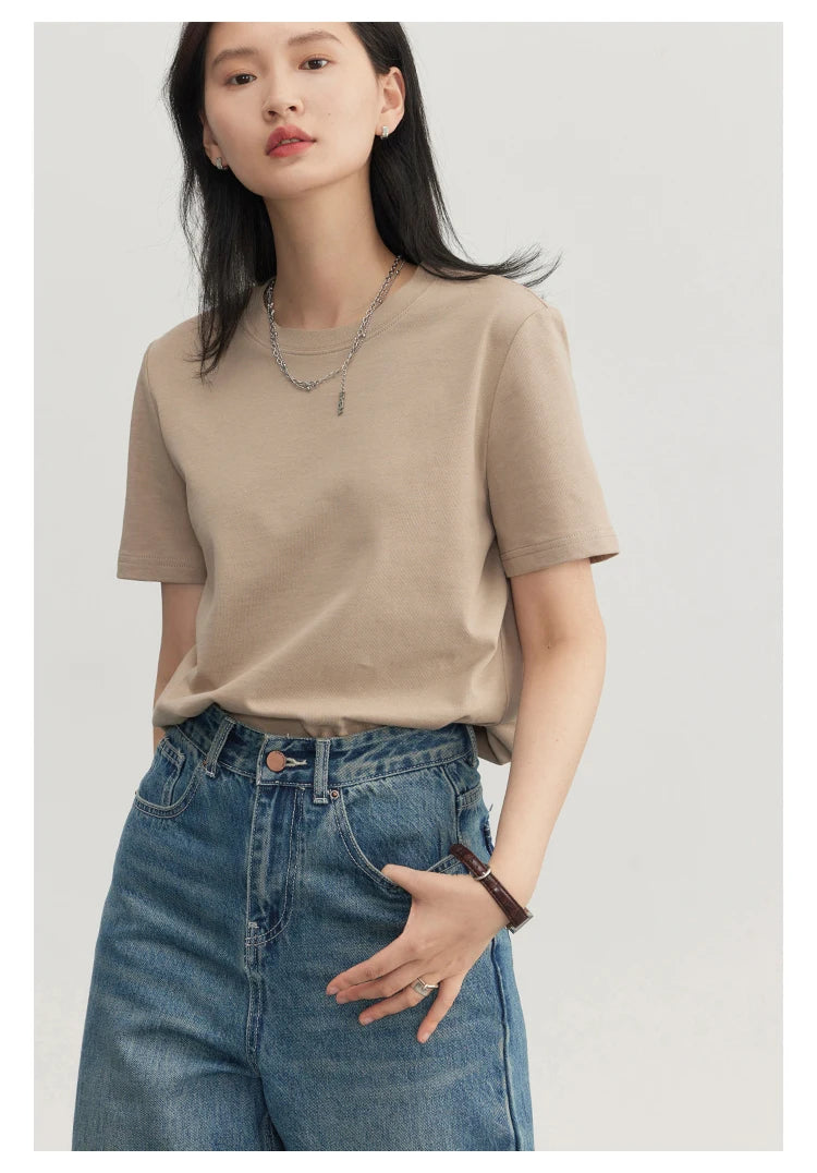 Women's Basic O-Neck Short Sleeve T-Shirt – Solid Casual Tee
