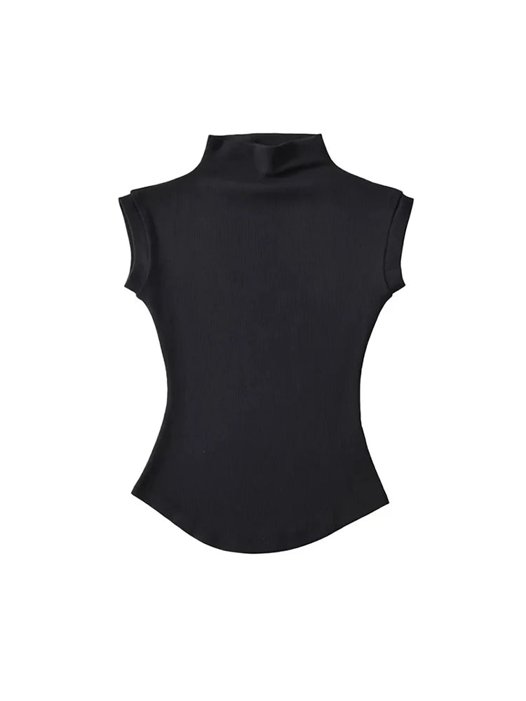 Women's Slim Turtleneck Sleeveless Top – Streetwear Basics