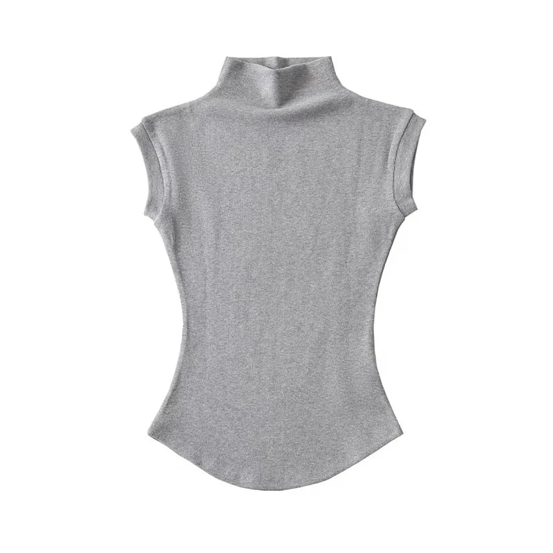 Women's Slim Turtleneck Sleeveless Top – Streetwear Basics