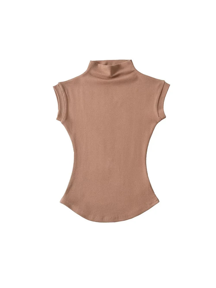 Women's Slim Turtleneck Sleeveless Top – Streetwear Basics