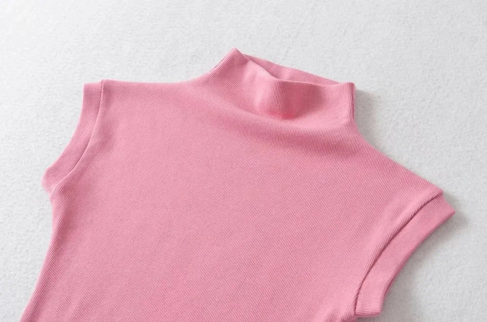 Women's Slim Turtleneck Sleeveless Top – Streetwear Basics