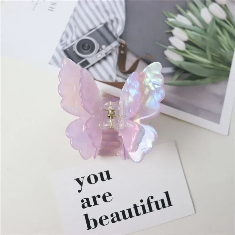 Fashion Sweet Colorful Butterfly Hair Claw Acetate Butterfly Crab Hair Clips  Women Girls Hairpin Summer Hair Accessories Gift
