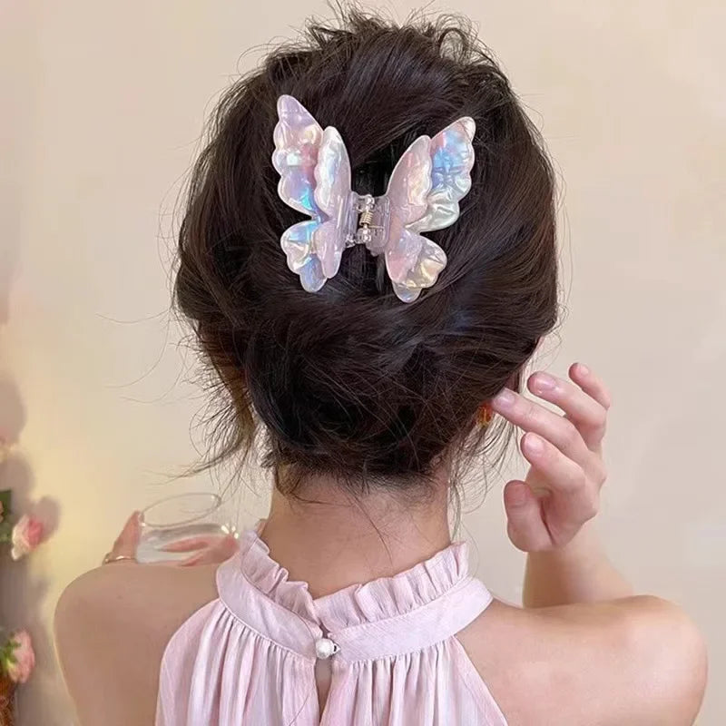 Colorful Butterfly Hair Claw Clip – Acetate Crab Hairpin for Women