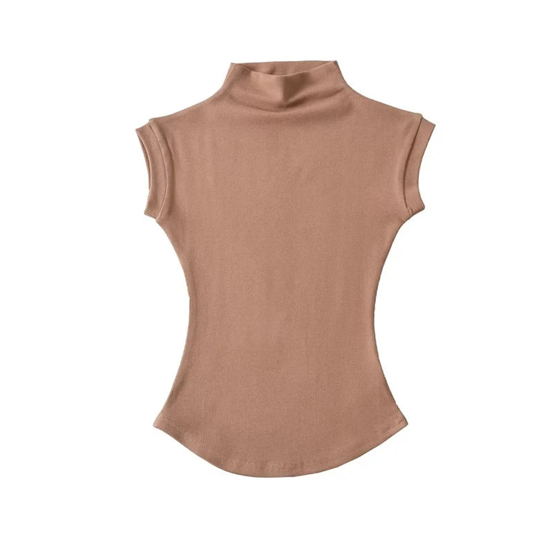 Women's Slim Turtleneck Sleeveless Top – Streetwear Basics