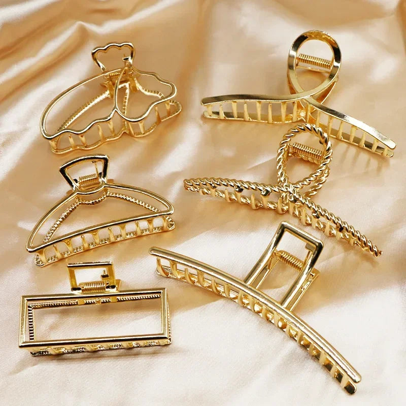 Gold Butterfly Hair Claw Clip – Elegant Geometric Headwear for Women