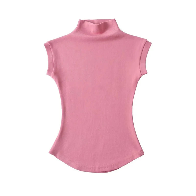 Women's Slim Turtleneck Sleeveless Top – Streetwear Basics
