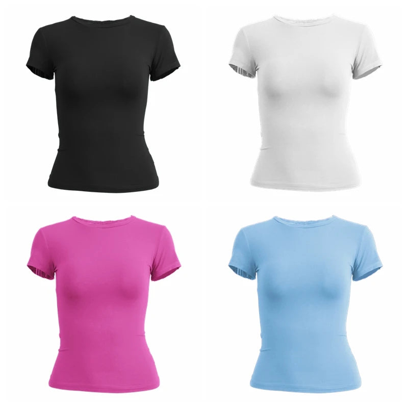 Women's Slim Fit Knit T-Shirt – O-Neck Streetwear Tee