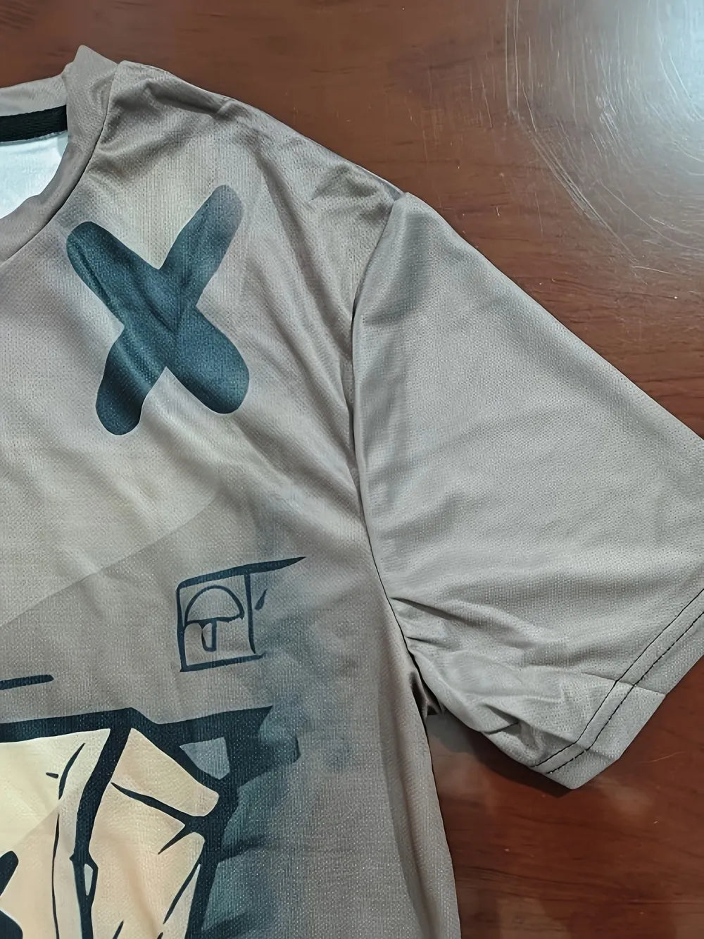Summer fashion men's cartoon cardboard doll print breathable round neck T-shirt shorts set outdoor street casual two-piece set