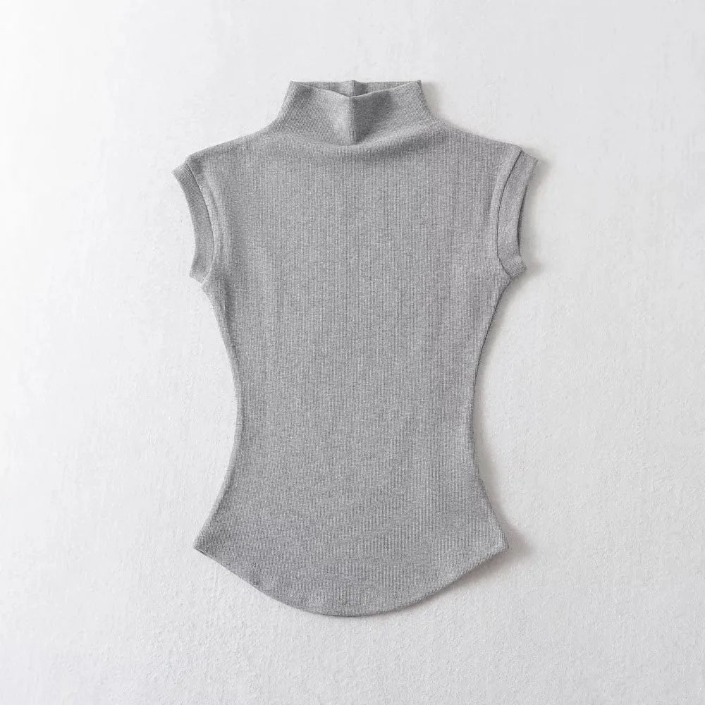Women's Slim Turtleneck Sleeveless Top – Streetwear Basics