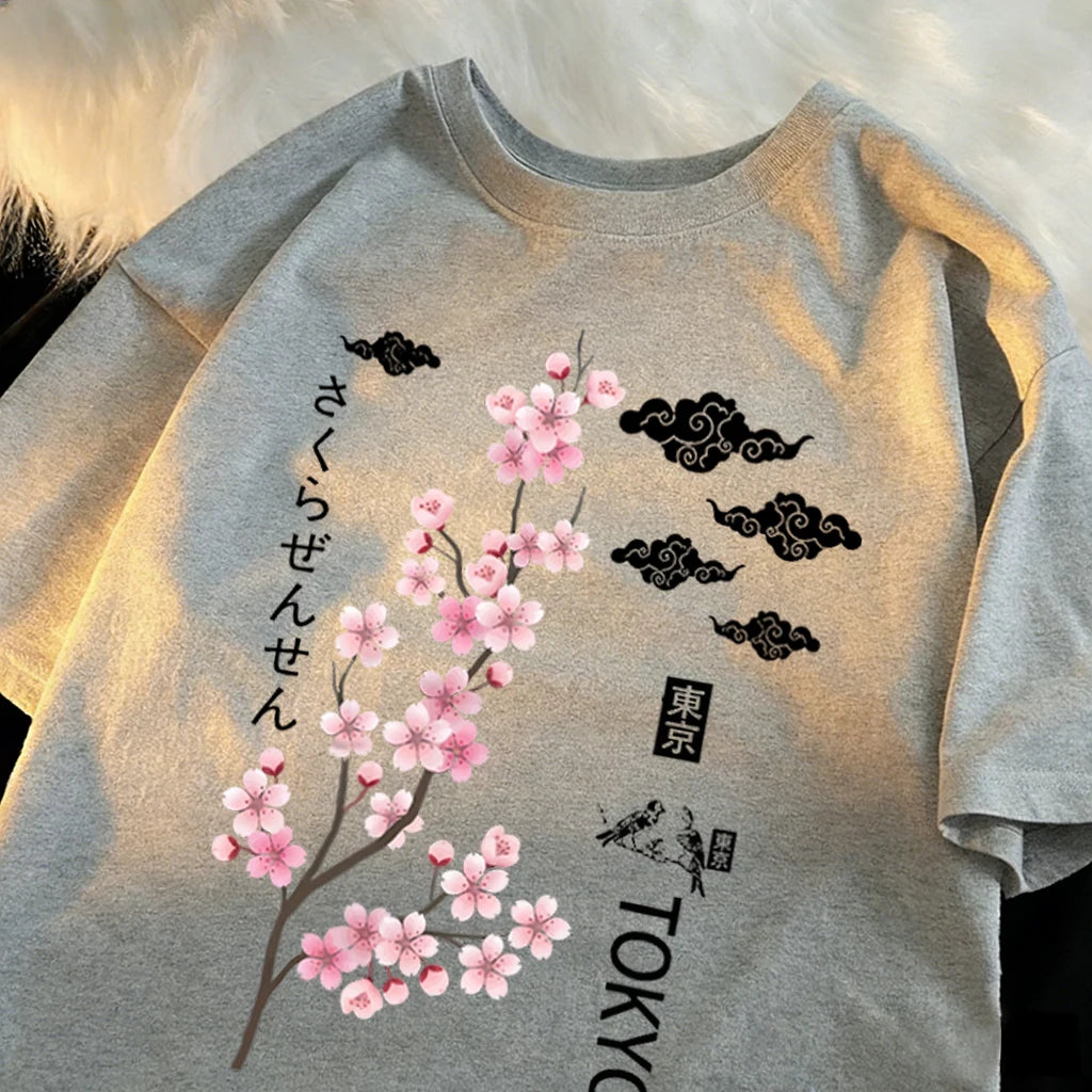 You Can Enjoy Cherry Blossoms From Tokyo T Shirt Men Summer Casual Top Soft Unisex Clothes Loose Cotton Male Colour Short Sleeve