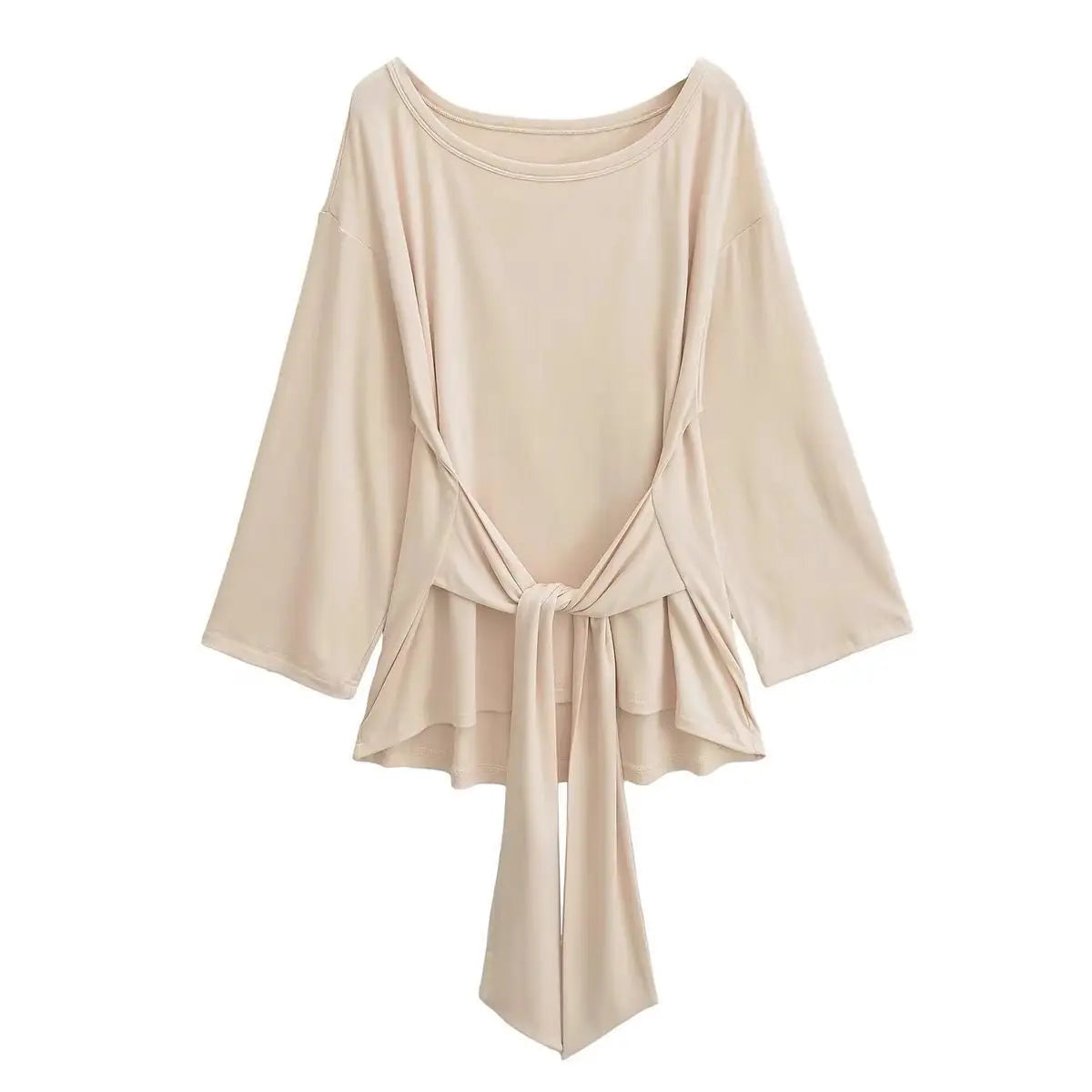 See-Through Long Sleeve Oversized T-Shirt Women – Off Shoulder Bandage Top