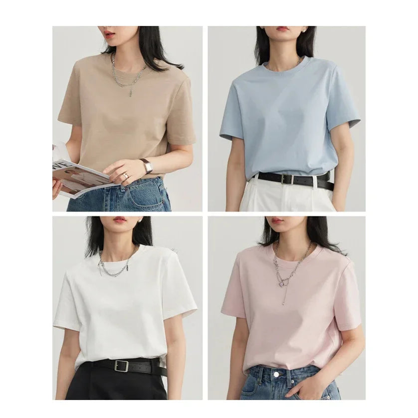 Women's Basic O-Neck Short Sleeve T-Shirt – Solid Casual Tee