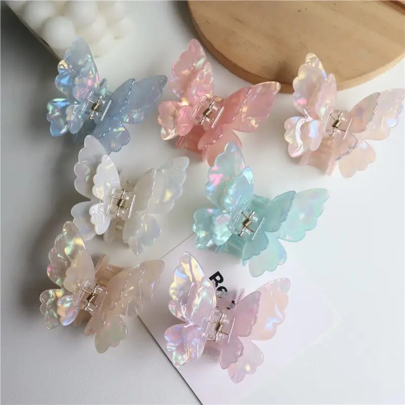 Fashion Sweet Colorful Butterfly Hair Claw Acetate Butterfly Crab Hair Clips  Women Girls Hairpin Summer Hair Accessories Gift