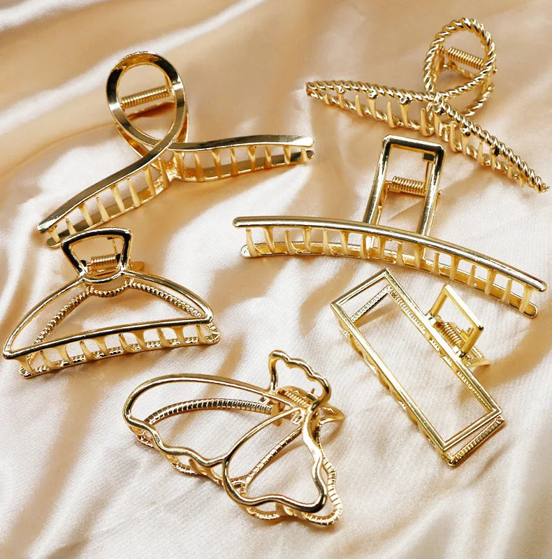 Fashion Simple Gold Hair Claw Clip Butterfly Geometric Elegant Hair Clip Claw Clamp for Girls Headwear Women Hair Accessories