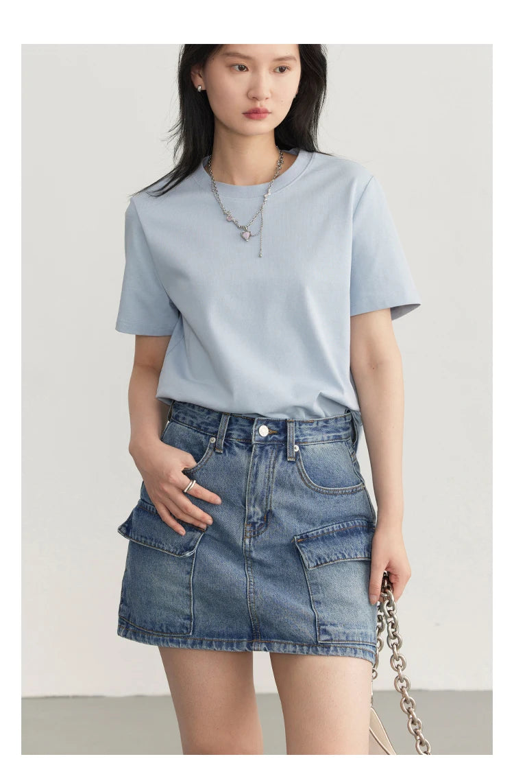 Women's Basic O-Neck Short Sleeve T-Shirt – Solid Casual Tee