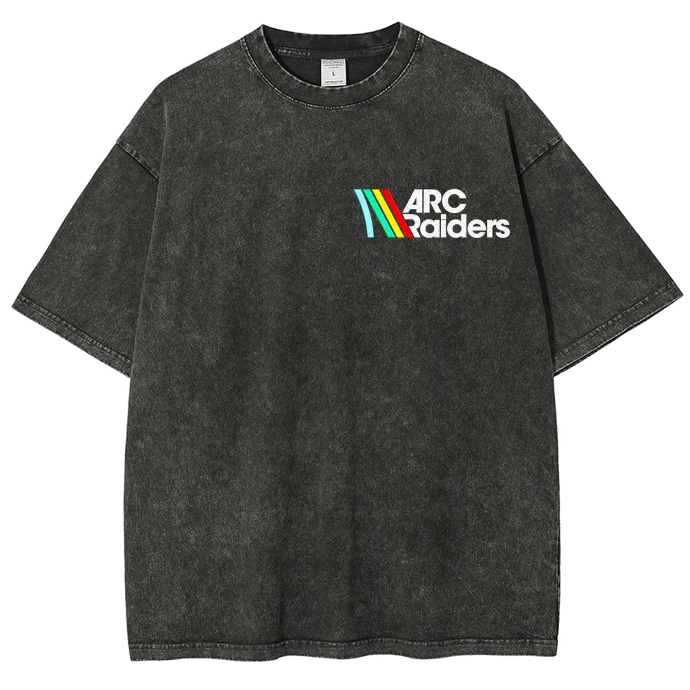 Hot Game ARC Raiders Washed Oversized T-shirt Men Women Retro Street Y2k Heavy Cotton High Quality Short Sleeve Casual Clothing