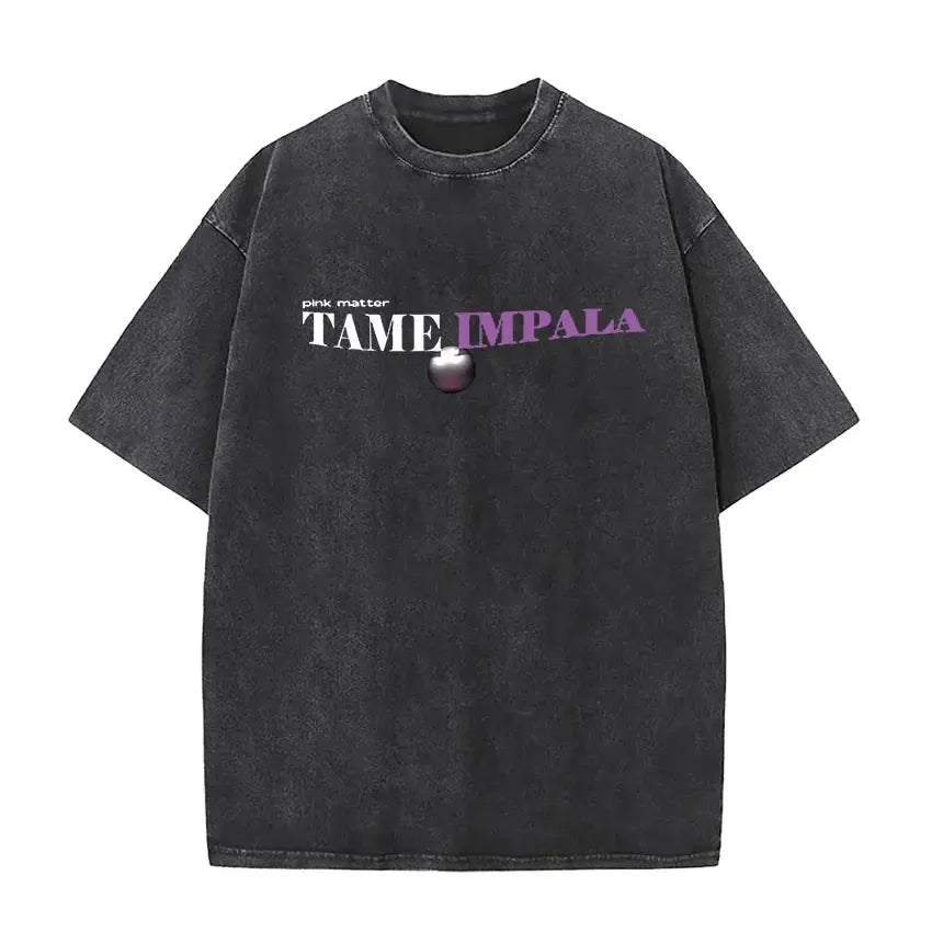 Mens Vintage Oversized Washed Short Sleeve T-shirt Tame Impala Rock Band Deadbeat Tour 2025 Album Hip Hop Fans Gift T-shirts