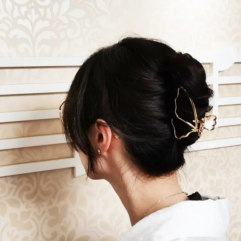 Gold Butterfly Hair Claw Clip – Elegant Geometric Headwear for Women