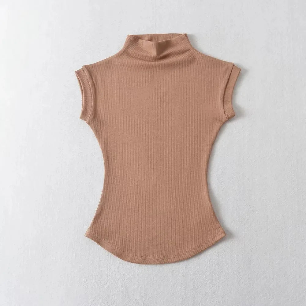 Women's Slim Turtleneck Sleeveless Top – Streetwear Basics