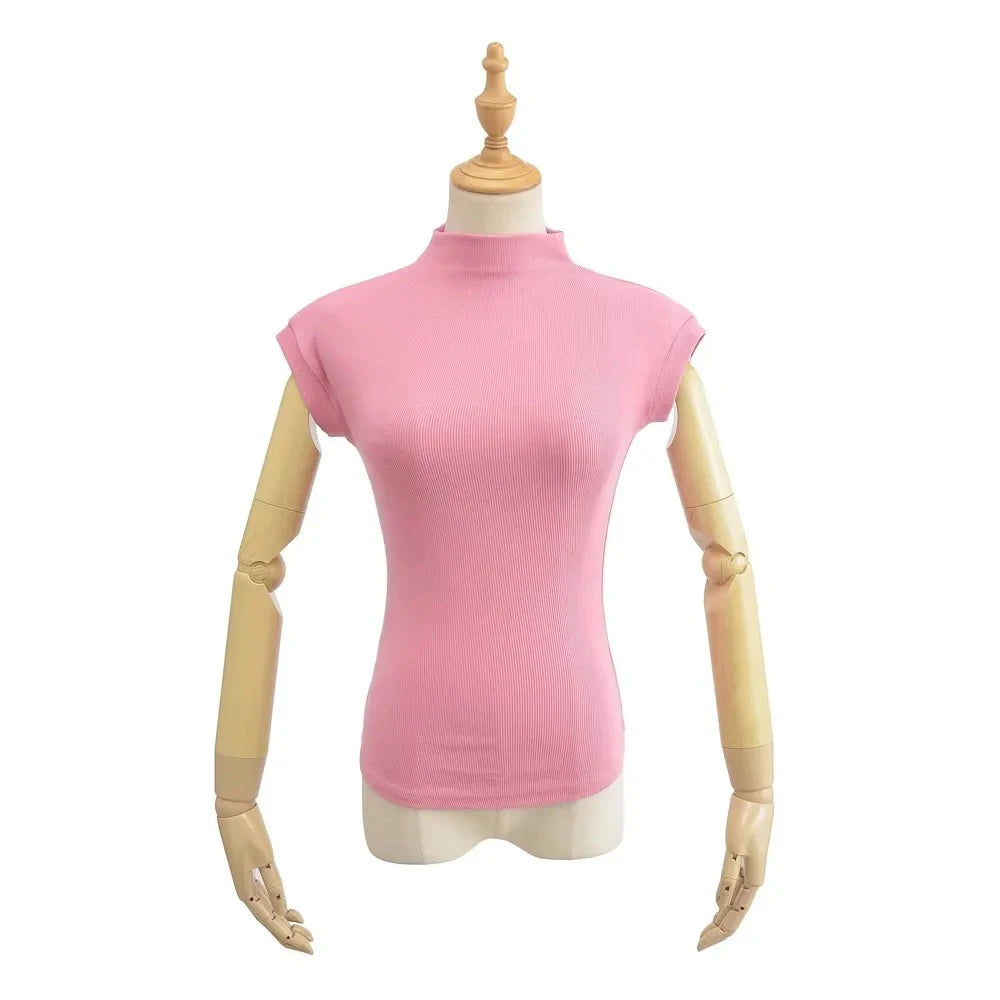 Women's Slim Turtleneck Sleeveless Top – Streetwear Basics
