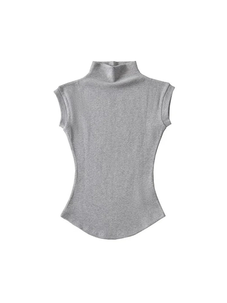 Women's Slim Turtleneck Sleeveless Top – Streetwear Basics