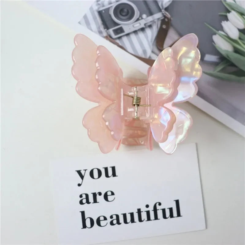 Colorful Butterfly Hair Claw Clip – Acetate Crab Hairpin for Women