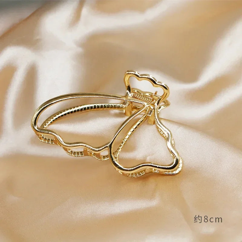 Gold Butterfly Hair Claw Clip – Elegant Geometric Headwear for Women