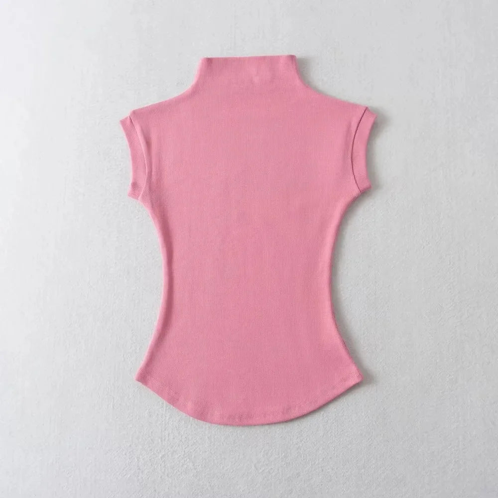 Women's Slim Turtleneck Sleeveless Top – Streetwear Basics