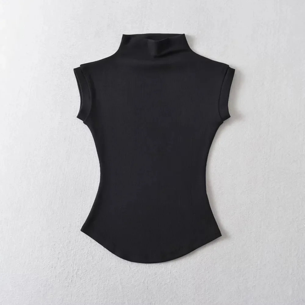 Women's Slim Turtleneck Sleeveless Top – Streetwear Basics