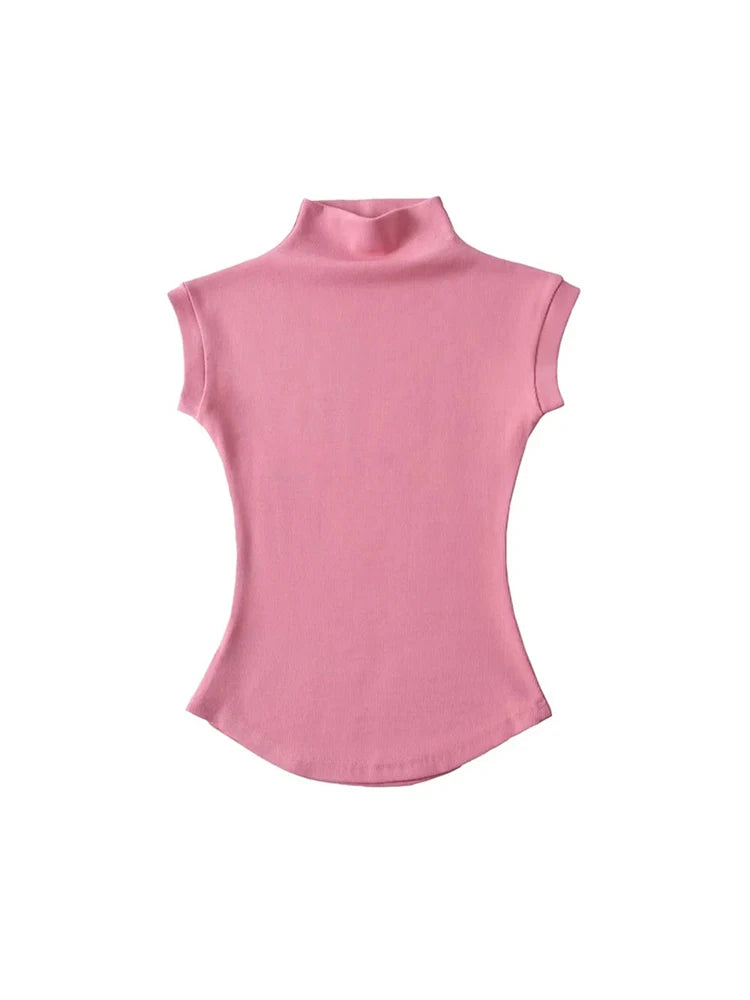 Women's Slim Turtleneck Sleeveless Top – Streetwear Basics