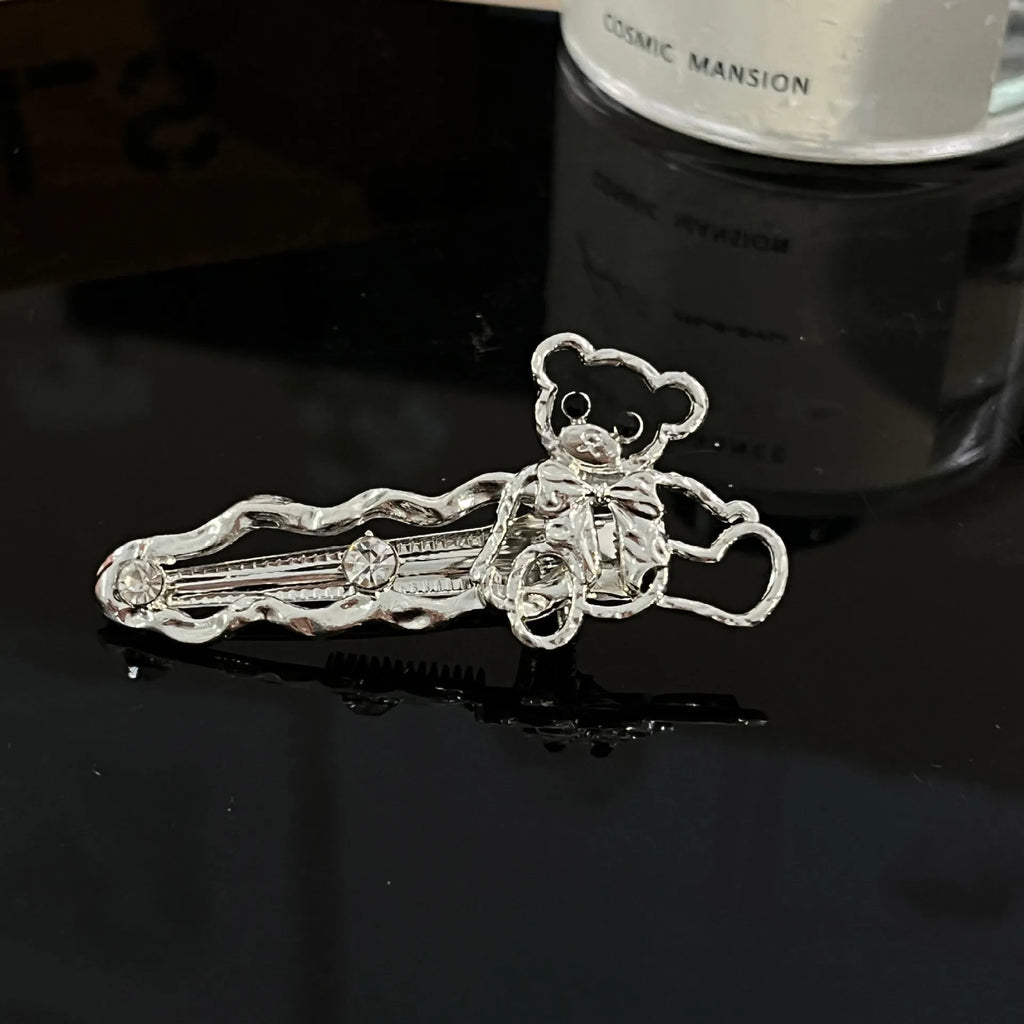 Y2K Irregular Liquid Metal Hairpin Butterfly Zircon Hair Clips Girl Bang Clip for Women Hair Accessories Fashion Silver Blue New