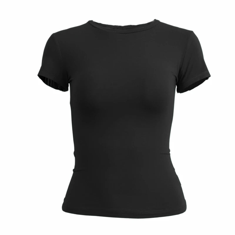 Women's Slim Fit Knit T-Shirt – O-Neck Streetwear Tee