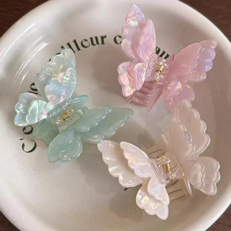 Fashion Sweet Colorful Butterfly Hair Claw Acetate Butterfly Crab Hair Clips  Women Girls Hairpin Summer Hair Accessories Gift