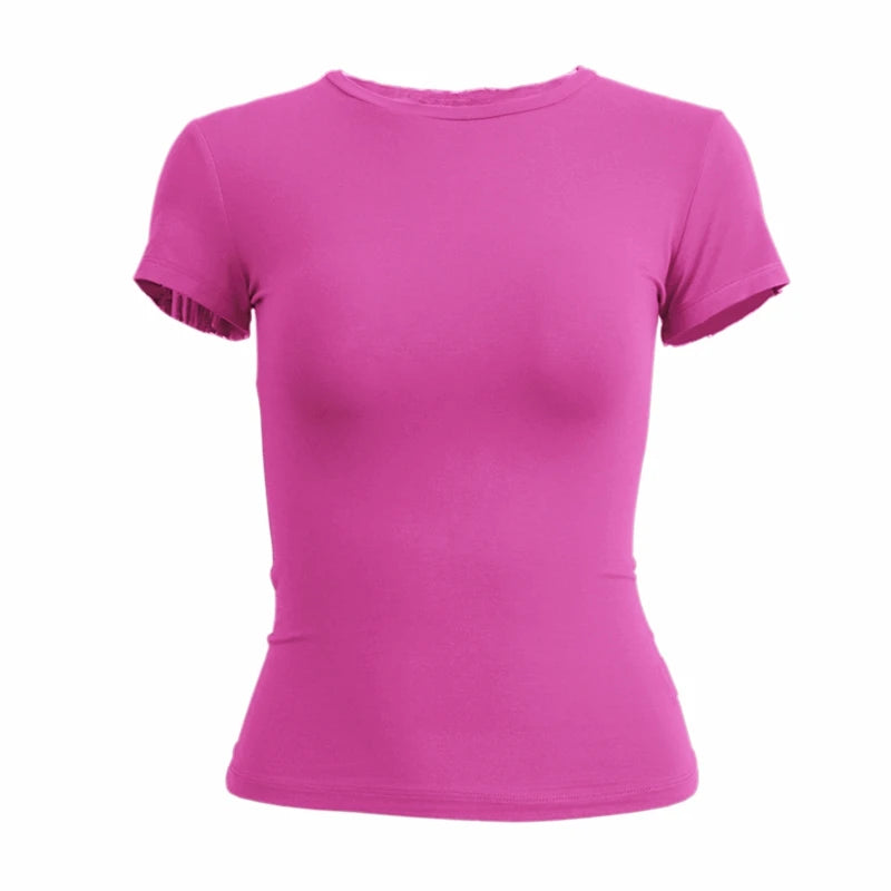 Women's Slim Fit Knit T-Shirt – O-Neck Streetwear Tee
