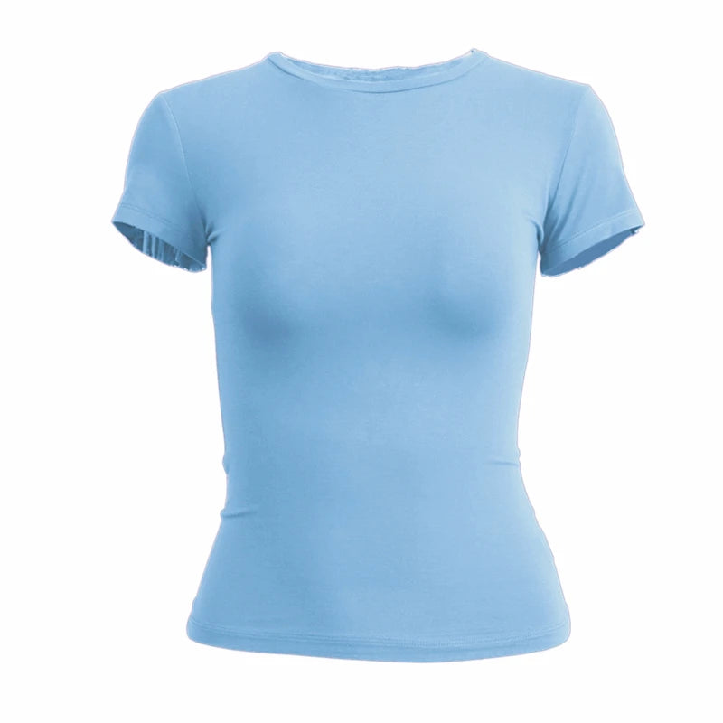 Women's Slim Fit Knit T-Shirt – O-Neck Streetwear Tee