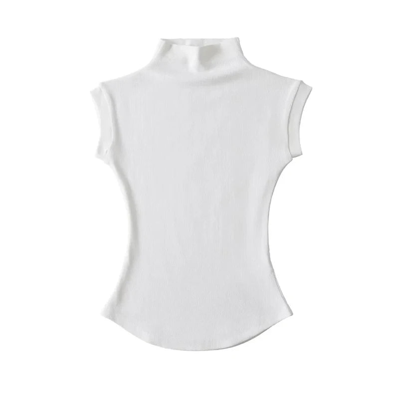 Women's Slim Turtleneck Sleeveless Top – Streetwear Basics